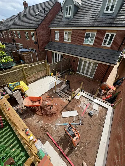 A rear garden dug out and levelled ready for the base